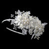 Diamond White Sparkle Flower Bridal Wedding Side Accented Bridal Wedding Headband 9610