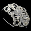 Silver Diamond White Pearl & Rhinestone Side Accented Bridal Wedding Headband Headpiece 9611