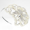 Silver Diamond White Pearl & Rhinestone Side Accented Bridal Wedding Headband Headpiece 9611