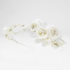 Ivory Floral Side Accented Bridal Wedding Headband in Silver 9624