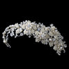 Silver Freshwater Pearl & Rhinestone Side Headpiece w/ End Loops Headpiece 9627