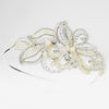Silver Freshwater Pearl, Crystal & Rhinestone Side Accented Bridal Wedding Headband Headpiece 9628
