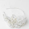 Elegant Ivory Floral Bridal Wedding Headband Blusher in Ivory Pearls & Sparkling Rhinestones 9661