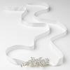 Ivory Ribbon Bridal Wedding Headband with Rhinestone Pave Flower Side Accent / Bridal Wedding Belt 9667