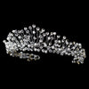Antique Silver Diamond White Pearl & Rhinestone Bridal Wedding Tiara Headpiece 9710