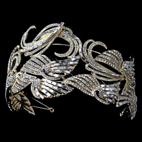 Light Gold Clear Rhinestone Deco Bridal Wedding Headband 9958