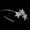 Antique Silver Clear Rhinestone Triple Starfish Side Accented Bridal Wedding Headband Headpiece 9971