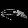 Silver Clear Princess Cut Rhinestone & Austrian Crystal Bead Floral Leaf Triple Side Accented Bridal Wedding Headband Headpiece 9991