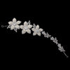 Silver Flower Bridal Wedding Hair Adornment with Ivory Pearls Rhinestones