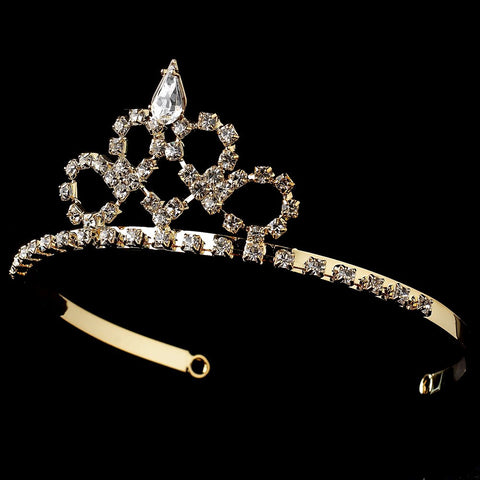 Gold Clear Rhinestone Child's Bridal Wedding Tiara 6833