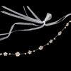 Light Gold Shimmer Ivory Ribbon Floral Greek Stefana Bridal Wedding Headband w/ Rhinestones & Pearls