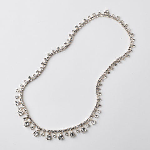 Light Gold Clear Crystal Bridal Wedding Hair Headband Jewelry Necklace 10010