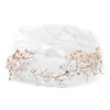Rose Gold Clear Swarovski Crystal Bead Vine Bridal Wedding Ivory Organza Ribbon Accent Headband 10001