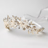 Light Gold Floral Vintage Vine Bridal Wedding Bun Wrap Headpiece 10003 with Satin Ribbon