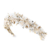 Light Gold Floral Vintage Vine Bridal Wedding Bun Wrap Headpiece 10003 with Satin Ribbon