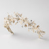 Light Gold Floral Vintage Vine Bridal Wedding Bun Wrap Headpiece 10003 with Satin Ribbon