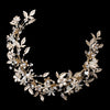 Light Gold Floral Vintage Vine Bridal Wedding Bun Wrap Headpiece 10003 with Satin Ribbon