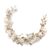 Light Gold Floral Vintage Vine Bridal Wedding Bun Wrap Headpiece 10003 with Satin Ribbon