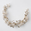 Light Gold Floral Vintage Vine Bridal Wedding Bun Wrap Headpiece 10003 with Satin Ribbon