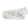Silver Champagne Floral Vintage Vine Bridal Wedding Bun Wrap Headpiece 10003 with Satin Ribbon