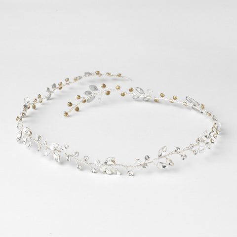 Silver Clear Crystal & Rhinestone Bridal Wedding Vine Headband 10008
