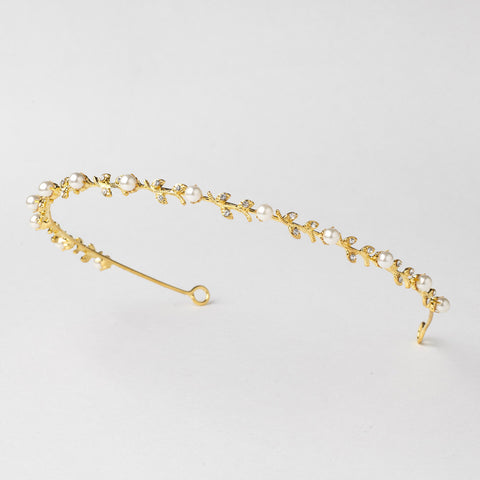 Headpiece 1002 Gold Ivory Crystal Floral Bridal Wedding Headband Bridal Wedding Tiara