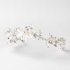 Silver Modern Floral Freshwater Pearl & Rhinestone Leaf Bridal Wedding Headband 1560