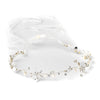 Silver Floral Vine Bridal Wedding Headband Organza Ribbon w/ Freshwater Pearls, Rhinestones & Opalescent Beads 1561