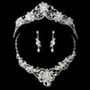 Silver Freshwater Pearl & Crystal Jewelry 7825 & Bridal Wedding Tiara 2596 Set