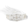 Sheer Ivory Ribbon Flower Heart Bridal Wedding Headband with Rhinestones 3458