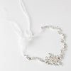 Silver Clear Rhinestone & White Enameled Floral Accent Bridal Wedding Ivory Headband 3817