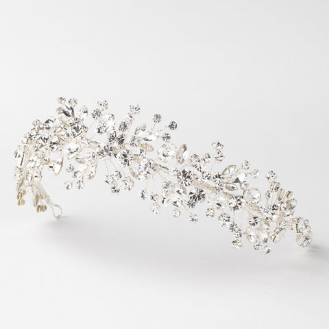 Silver Clear Crystal & Rhinestone Bridal Wedding Tiara Headpiece 4988