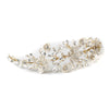 Gold Ivory Enamel Floral Accent Rhinestone Headband 5069