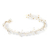 Silver Rhinestone & Freshwater Pearl Vine Bridal Wedding Elastic Headband 6437