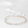 Light Gold Clear Rhinestone & Swarovski Crystal Bead Vine Ribbon Bridal Wedding Headband 6439