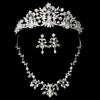 Silver Clear Bridal Wedding Jewelry 7208 & Bridal Wedding Tiara 7102 Set