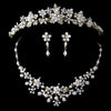 Beautiful Gold Ivory Pearl Bridal Wedding Jewelry 8001 & Bridal Wedding Tiara 8452 Set