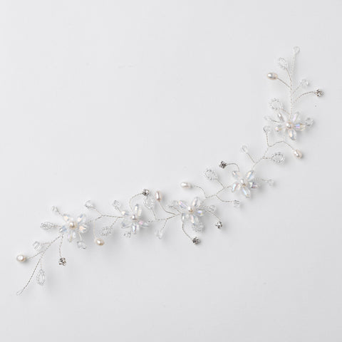Crystal & Pearl Bridal Wedding Flower Bridal Wedding Hair Vine Bridal Wedding Headband Headpiece 8453