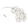 Silver Clear Rhinestone Flower Design Bridal Wedding Side Headband
