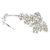 Silver Clear Rhinestone & Swarovski Crystal Bead Floral Bridal Wedding Side Headband