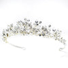 Silver Floral Bridal Wedding Tiara Headpiece with Rhinestones & Swarovski Crystal Beads