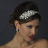 Silver Ivory Pearl & Crystal Flower Side Accented Bridal Wedding Headband Headpiece 963