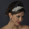 Silver Ivory Pearl & Crystal Flower Side Accented Bridal Wedding Headband Headpiece 963