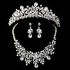 Gorgeous Silver Clear Crystal & Ivory Freshwater Pearl Jewelry & Bridal Wedding Tiara Set 9783