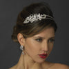 Silver Clear Rhinestone Floral Swirl Double Bridal Wedding Side Headband