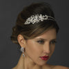 Silver Clear Rhinestone Floral Swirl Double Bridal Wedding Side Headband