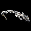 Silver Ivory Leaf Bridal Wedding Side Headband with Rhinestone Accents