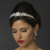 Antique Silver Clear Rhinestone & Freshwater Pearl Rose Bridal Wedding Tiara Headpiece 869