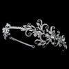 Rhodium Floral Swirl Flower Bridal Wedding Side Headband with Rhinestone Accents