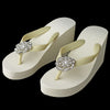 Flower Swirl Rhinestone High Wedge Bridal Wedding Flip Flops